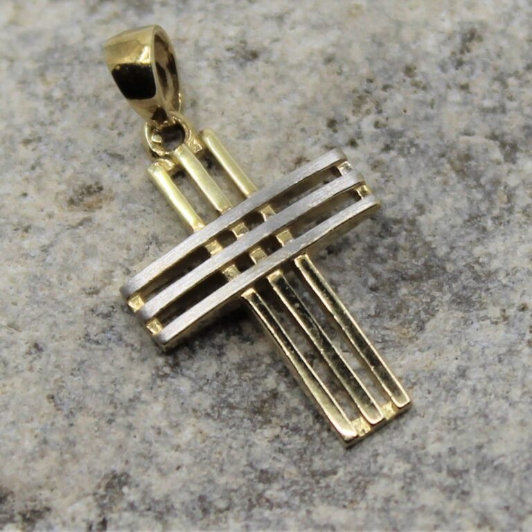 K Two Tone Gold Cross Pendant Karat Gold