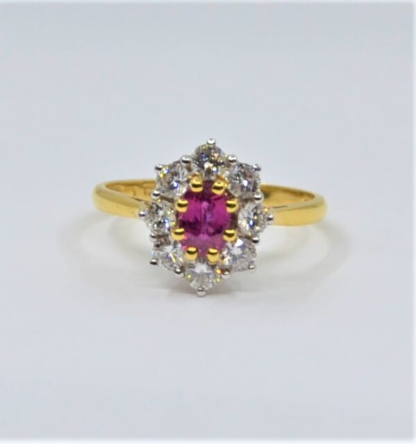 18k diamond and ruby ring