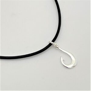 silver fishing hook necklace