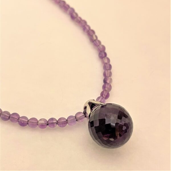 amethyst ball and bead necklace