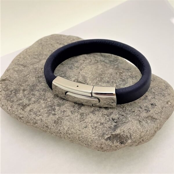 leather and steel bracelet
