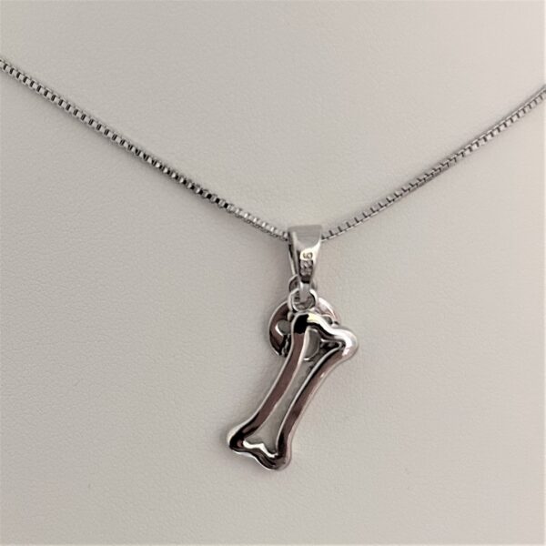 silver bone and paw necklace