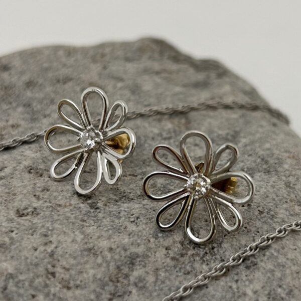 diamond flower earrings