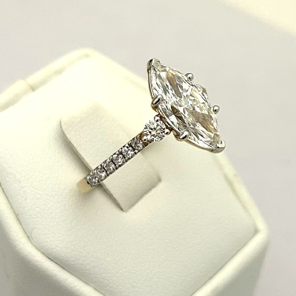 Marquise Cut Lab Created Diamond Ring - Image 3